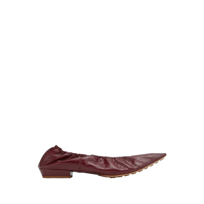 Bottega Veneta Leather Ballerina Shoes in Bordeaux Red