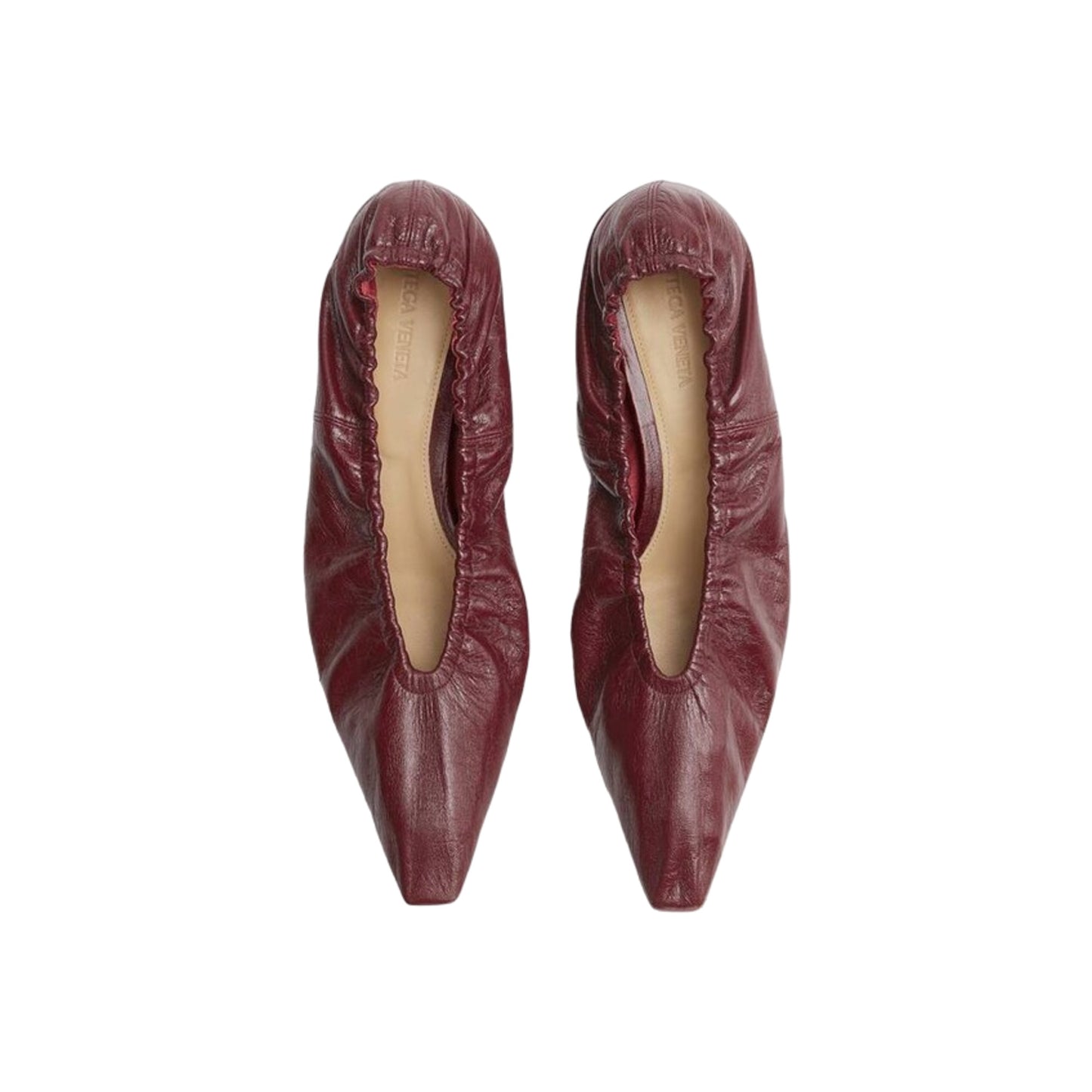 Bottega Veneta Leather Ballerina Shoes in Bordeaux Red