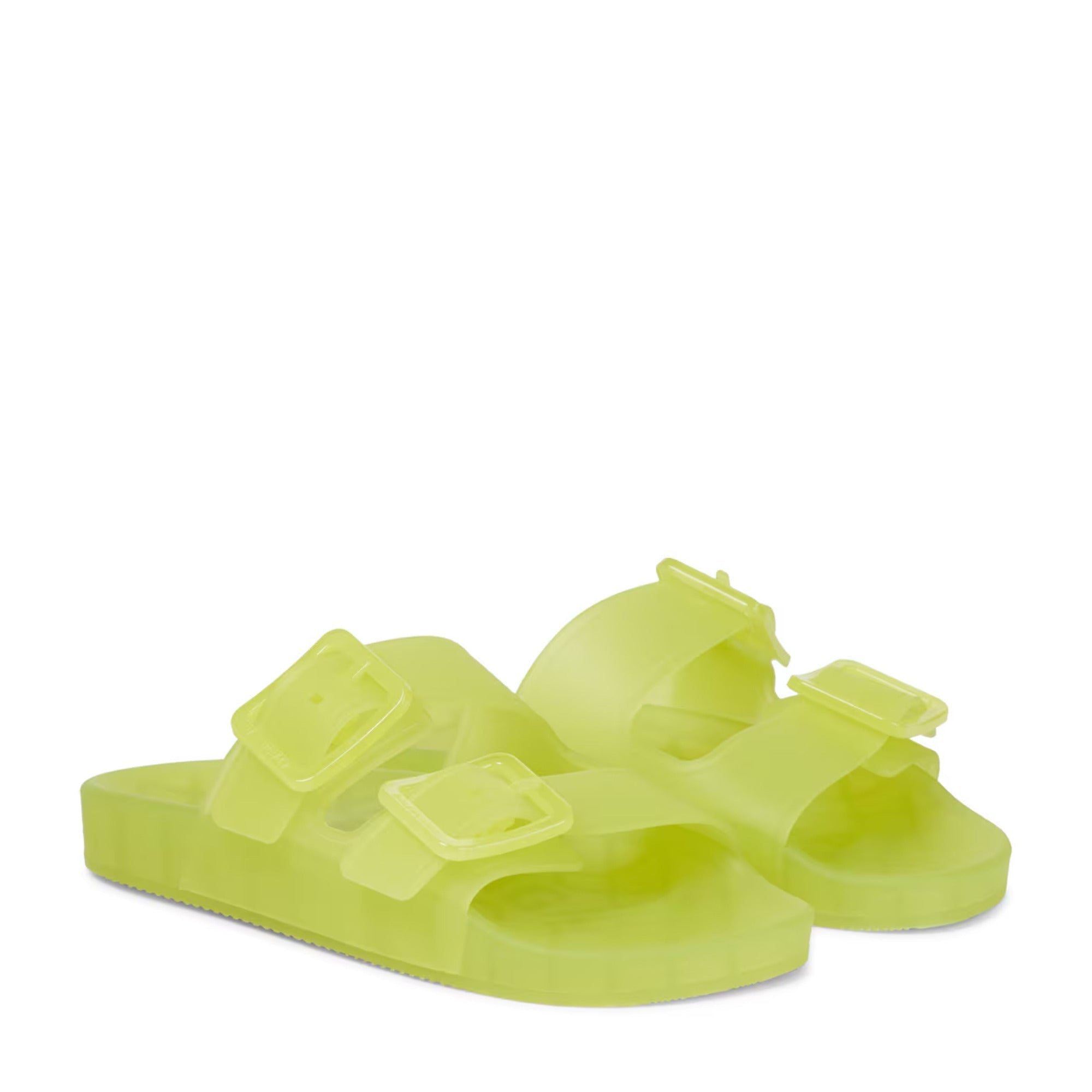 Yellow jelly sandals on a white background