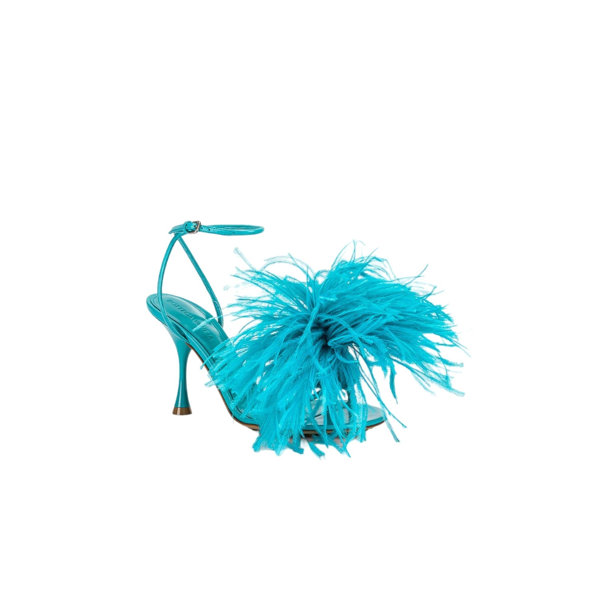 Bottega Veneta 100Mm Dot Feather-Detailed Sandals in BLUE