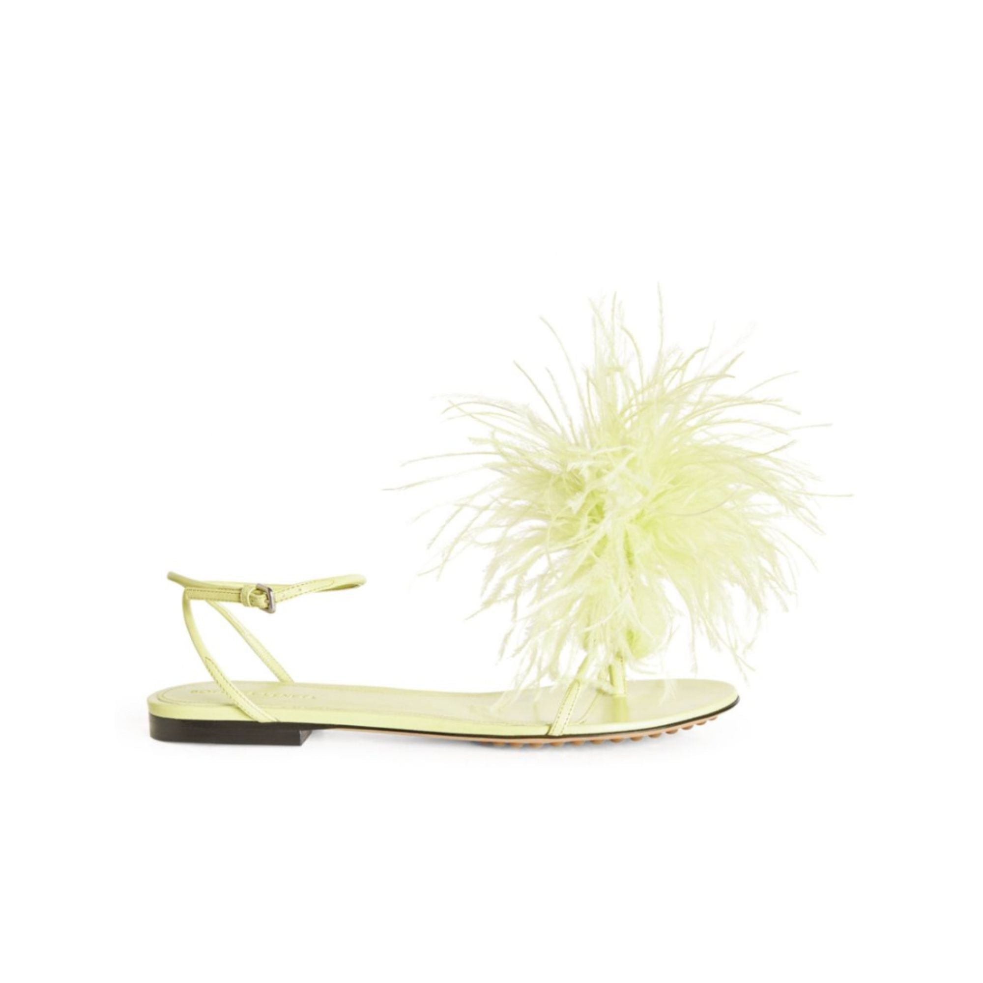 Bottega Veneta Feather-Embellished Sandals in GREEN