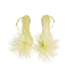 Bottega Veneta Feather-Embellished Sandals in GREEN
