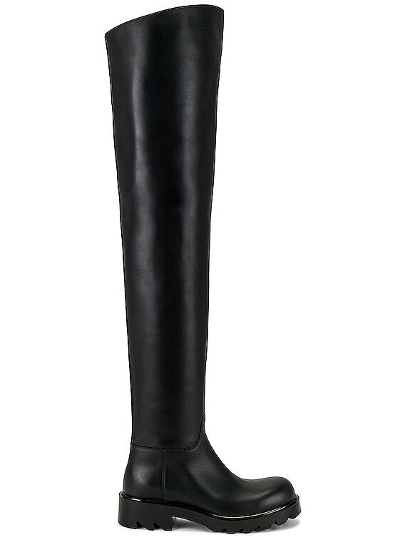 Bottega Veneta Leather Chelsea Knee-High Boots in BROWN