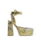 Bottega Veneta Tower Snakeskin-Print Pumps in GREEN