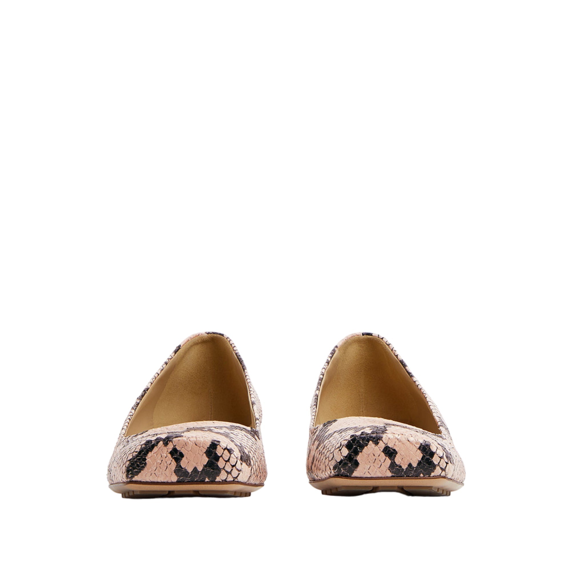Bottega Veneta Tower Python-Print Ballerina Shoes in PINK