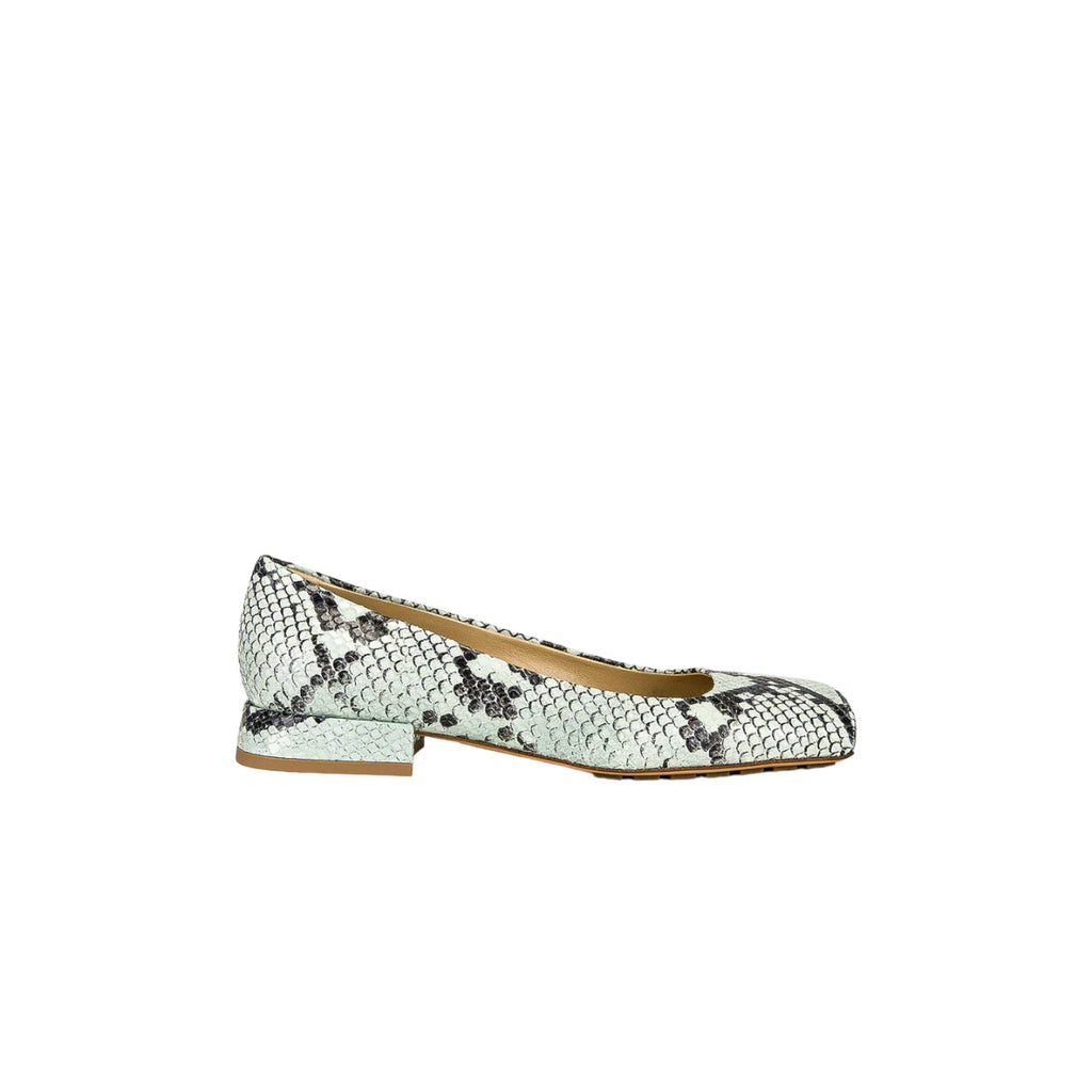 Bottega Veneta Tower Python-Print Ballerina Shoes in BLUE
