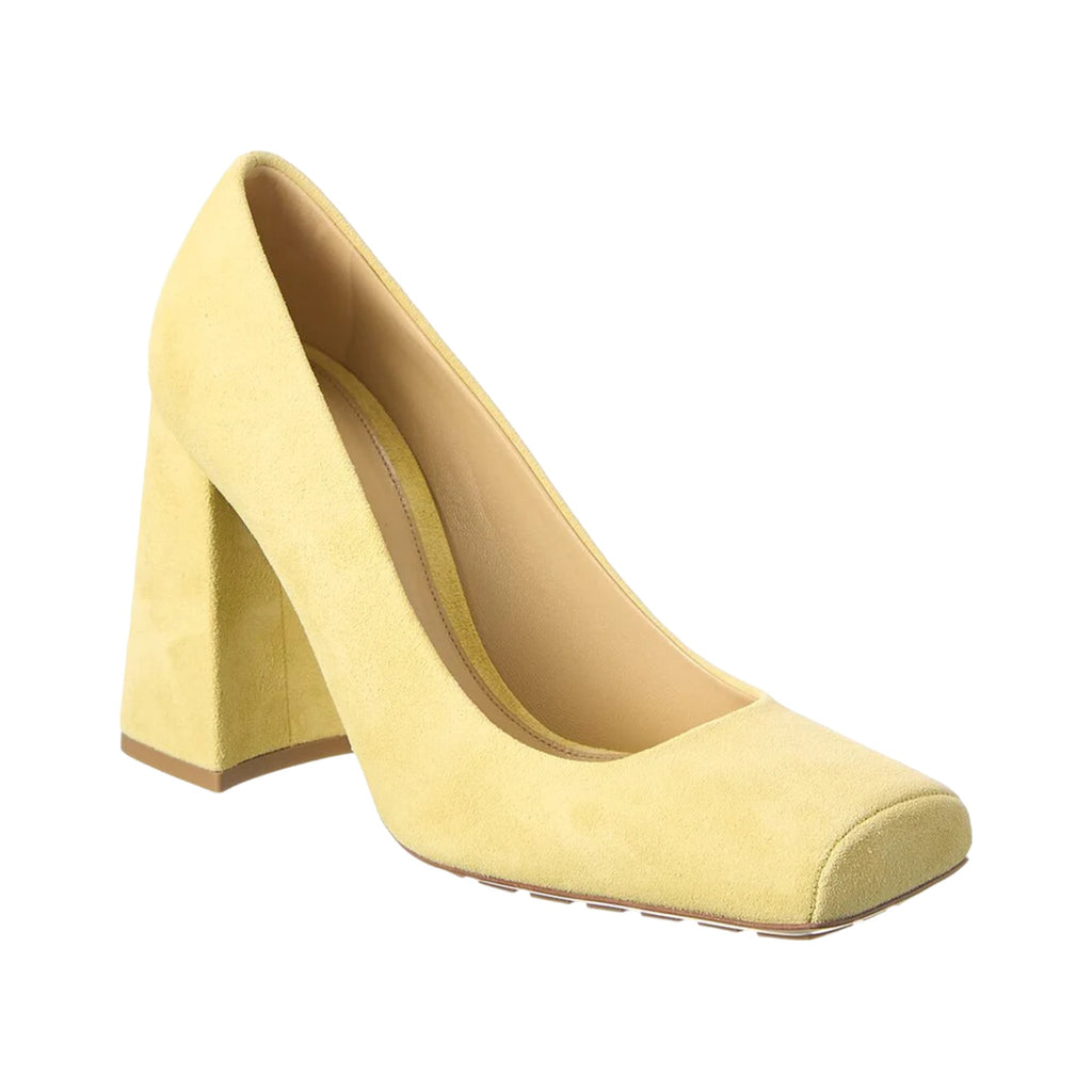 Bottega Veneta Square-Toe Block-Heel Pumps in YELLOW