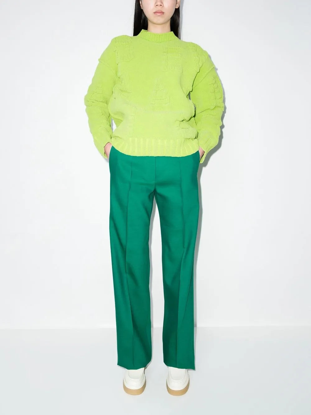 Bottega Veneta Alphabet-Motif Chenille Pull-over GREEN