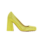 Bottega Veneta Gem-Embellished Square-Toe Pumps in YELLOW