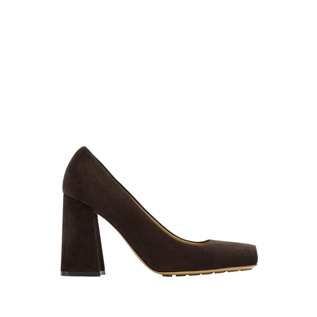 Bottega Veneta Square-Toe Block-Heel Pumps in BROWN