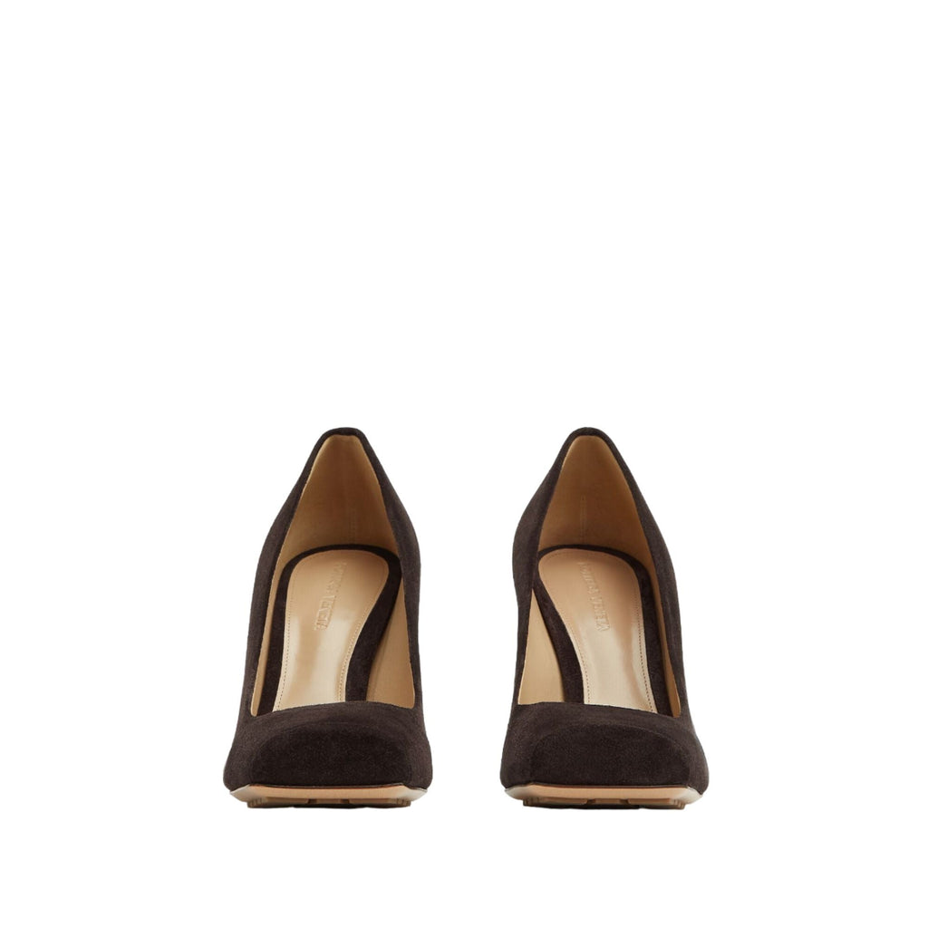 Bottega Veneta Square-Toe Block-Heel Pumps in BROWN