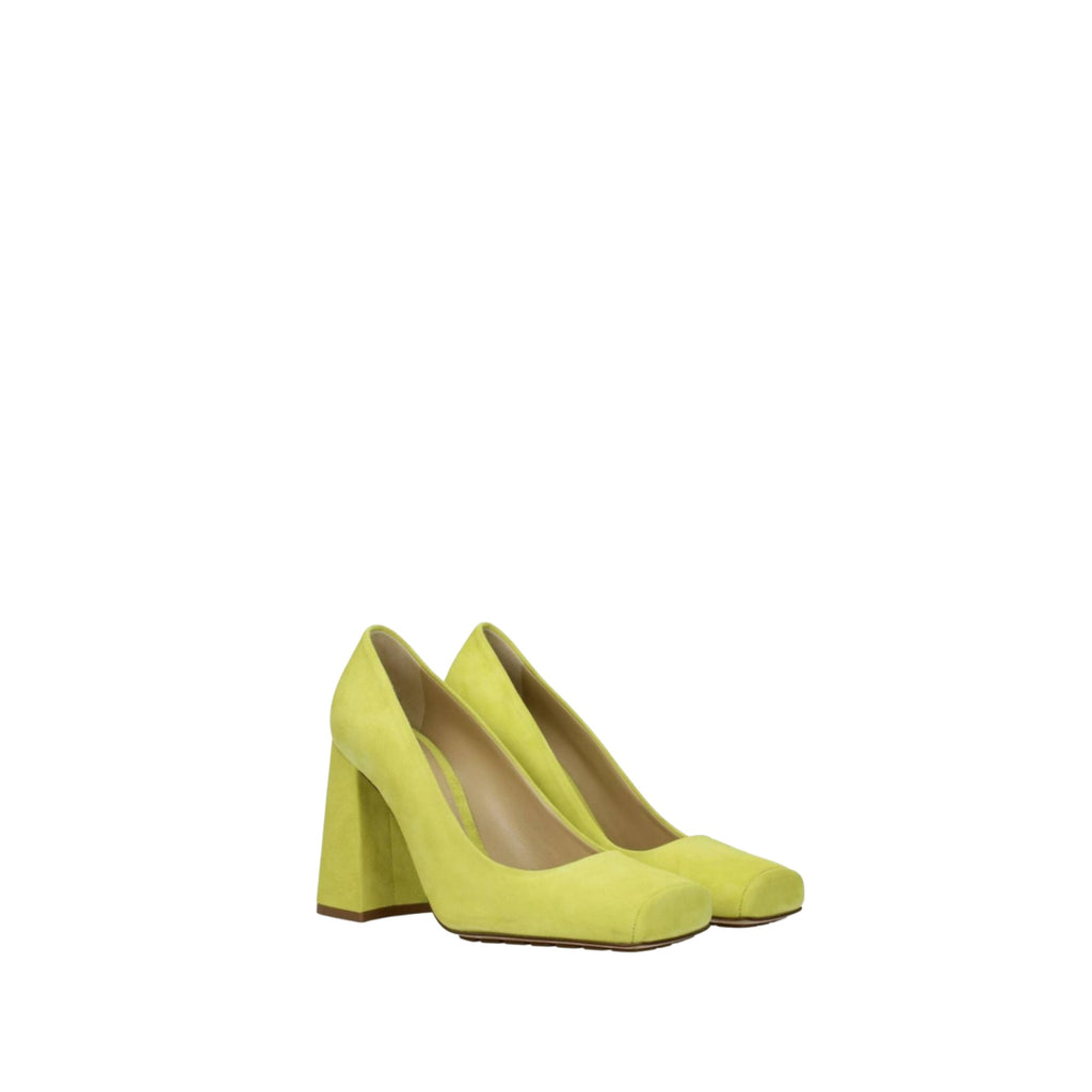 Bottega Veneta Square-Toe Block-Heel Pumps in GREEN