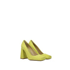 Bottega Veneta Square-Toe Block-Heel Pumps in GREEN