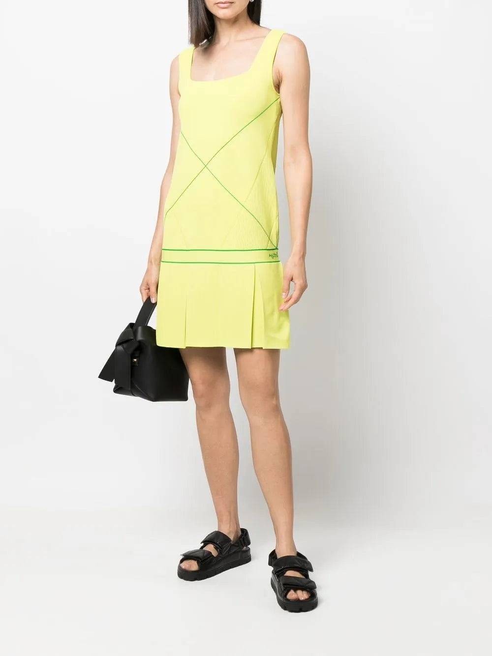Bottega Veneta Sleeveless Drop-Waist Tennis Dress in GREEN