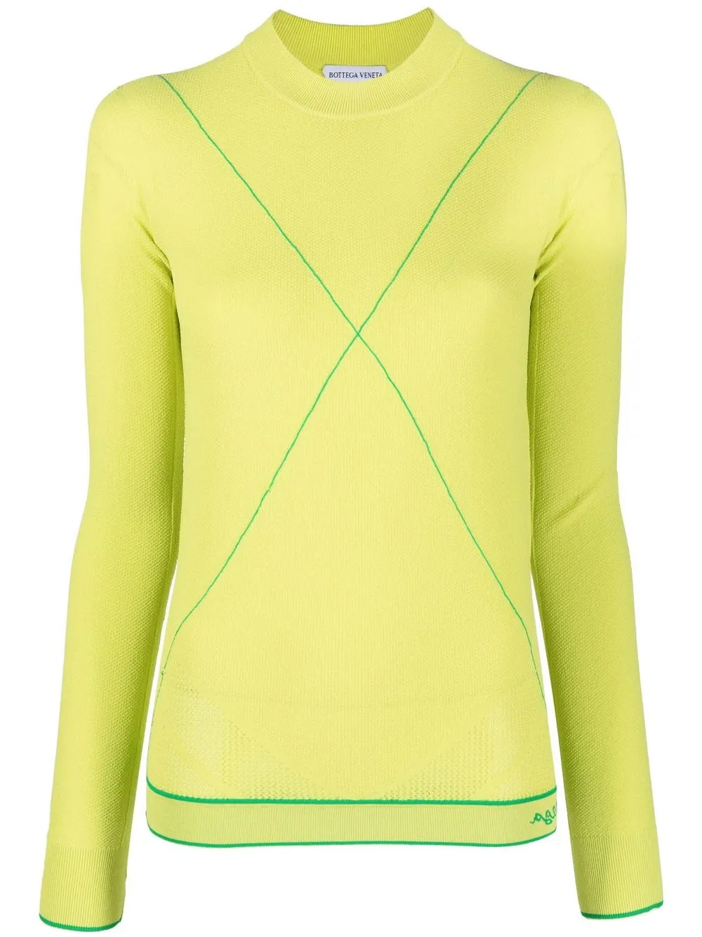 Bottega Veneta Contrast-Stitch Crew-Neck Jumper in GREEN