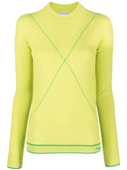 Bottega Veneta Contrast-Stitch Crew-Neck Jumper in GREEN
