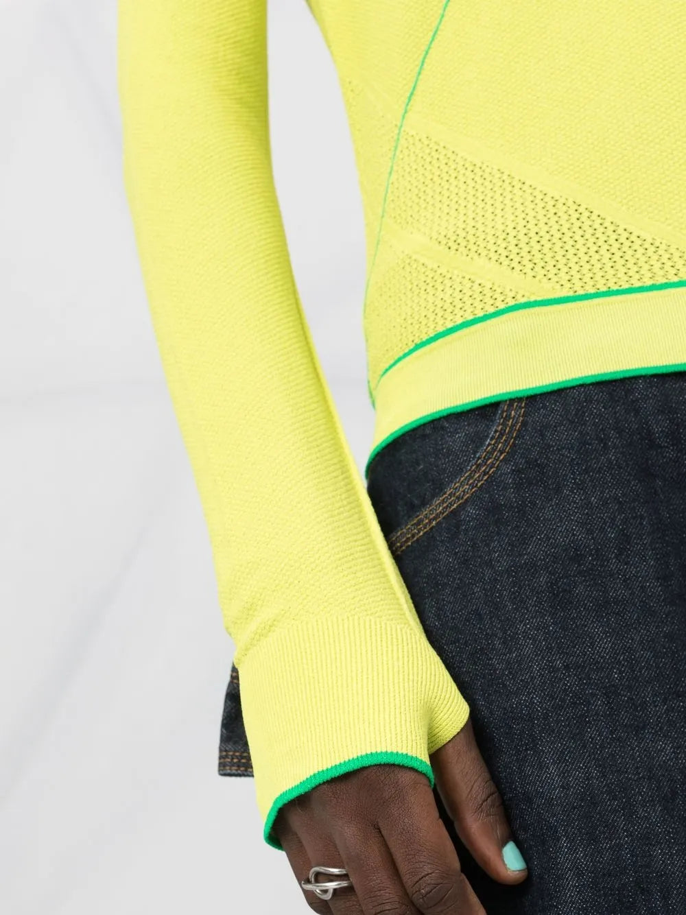 Bottega Veneta Contrast-Stitch Crew-Neck Jumper in GREEN