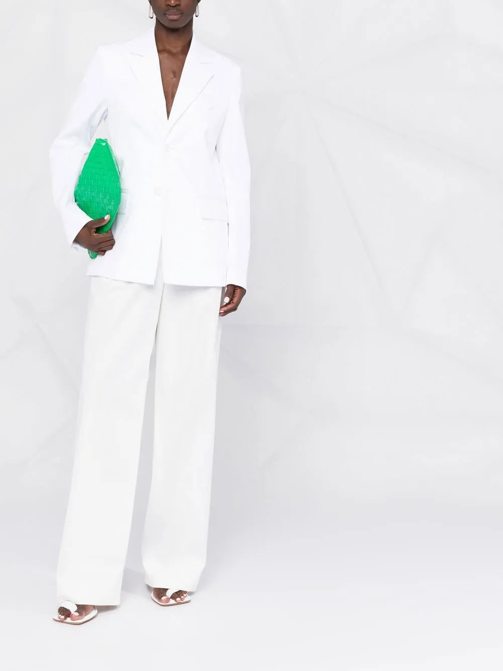 Bottega Veneta Single-Breasted Cotton Blazer in WHITE