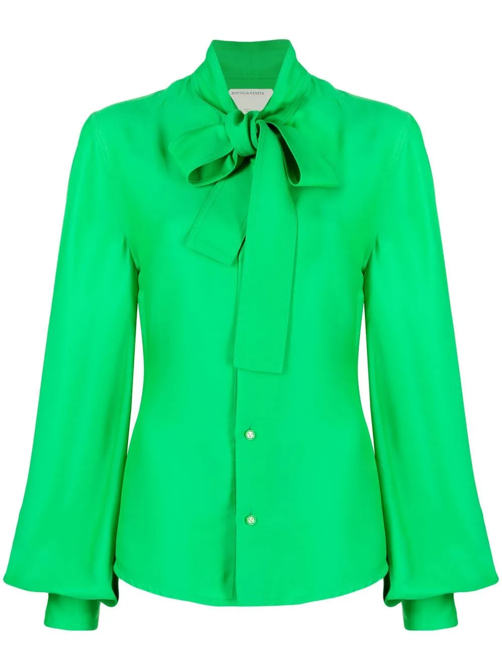 Bottega Veneta Tie-Neck Long-Sleeved Blouse in GREEN