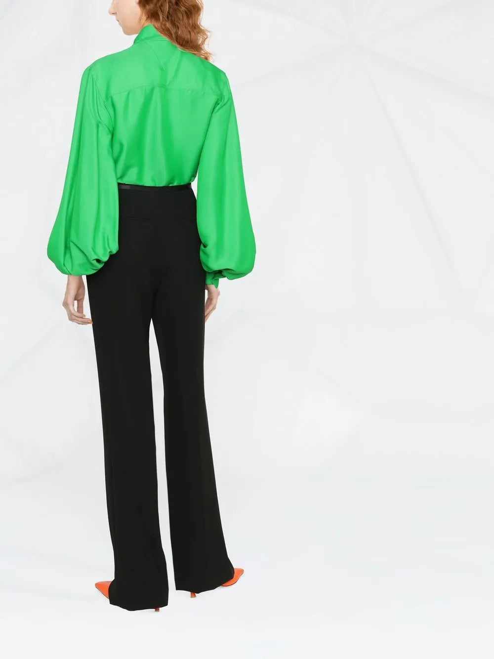 Bottega Veneta Tie-Neck Long-Sleeved Blouse in GREEN