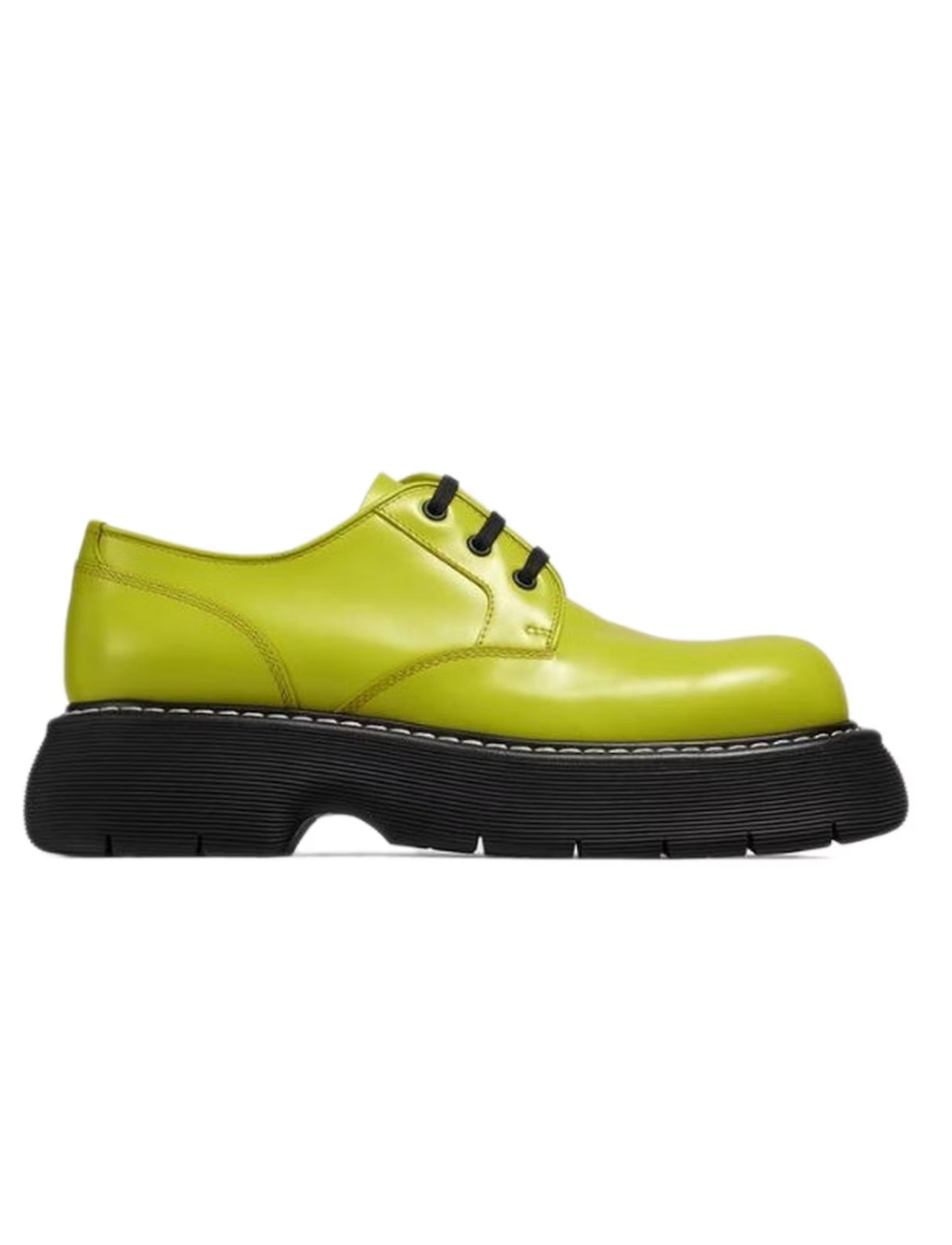 Bottega Veneta Mens Kiwi Black Swell Derby Shoes