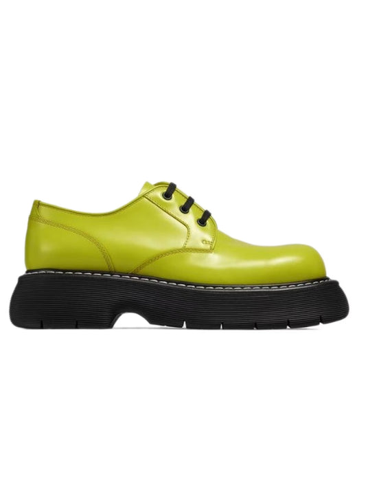 Bottega Veneta Mens Kiwi Black Swell Derby Shoes