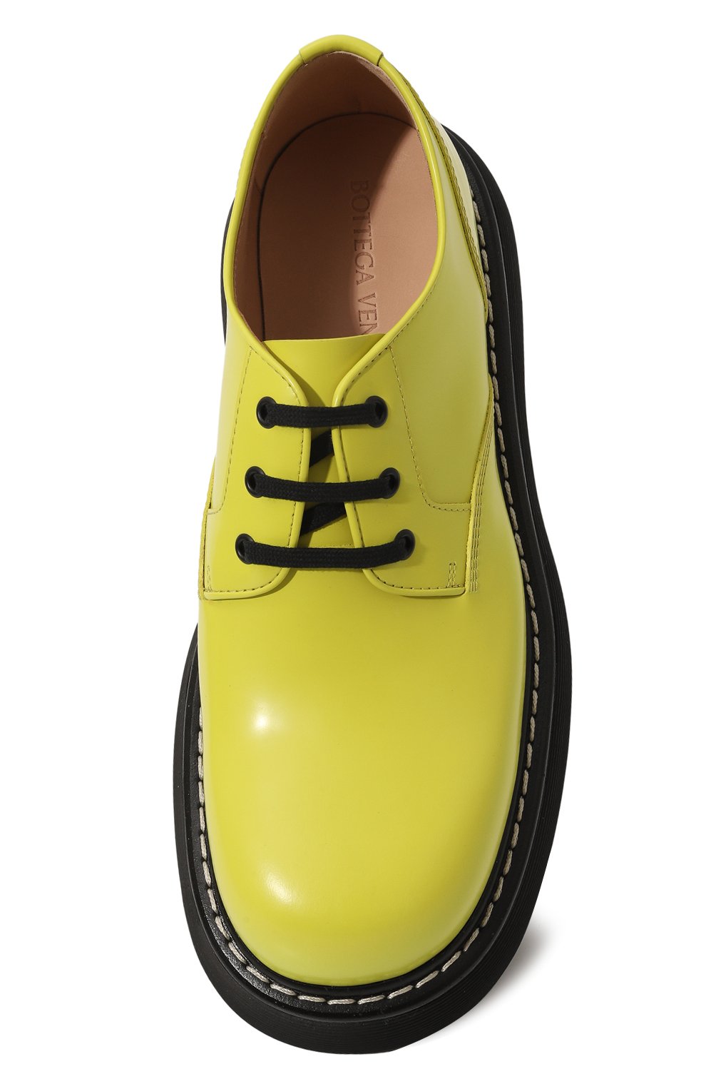 Bottega Veneta Mens Kiwi Black Swell Derby Shoes