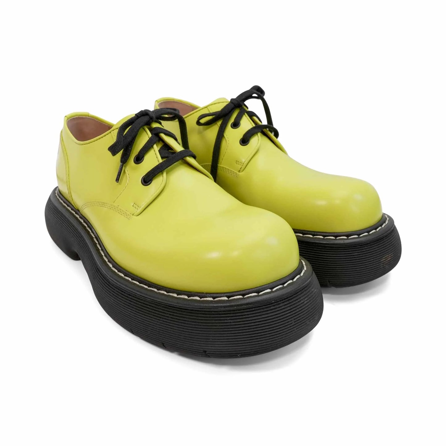 Bottega Veneta Mens Kiwi Black Swell Derby Shoes