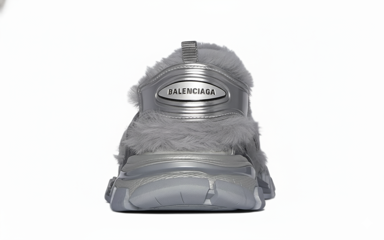 Balenciaga Track Flat Sandals in SILVER