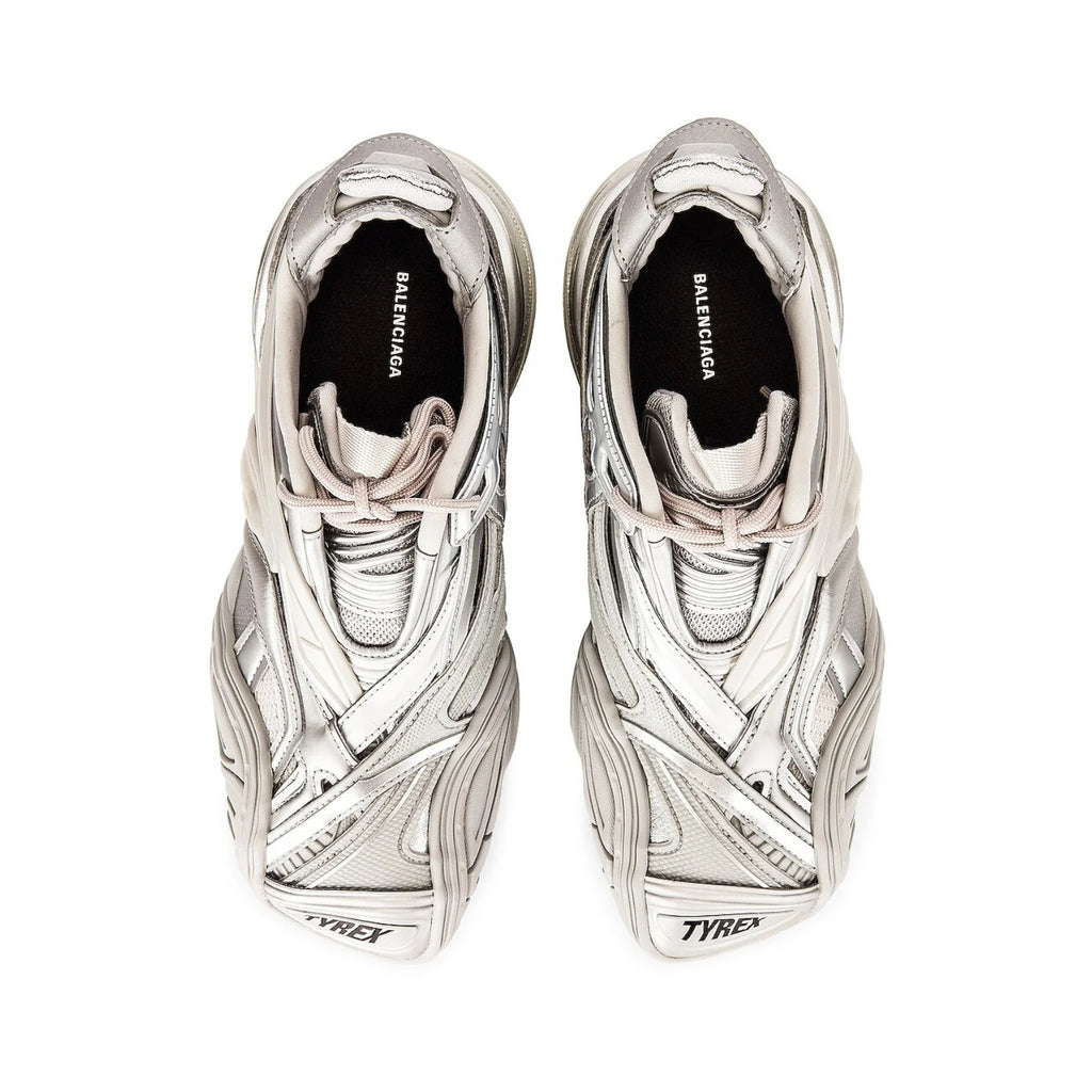 Balenciaga Metallic Low-Top Sneakers in SILVER