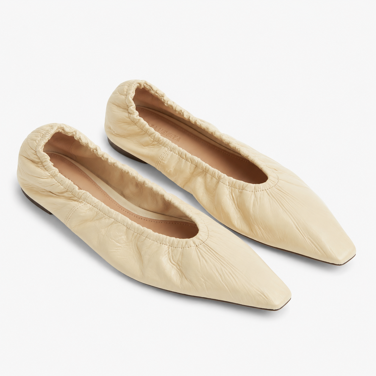Bottega Veneta Leather Ballerina Shoes in Cane Sugar Off-white